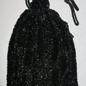 Vintage Black Beaded Reticule or Pouch Handbag